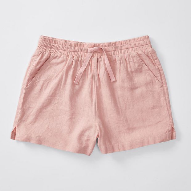 Pink linen shorts Clearance