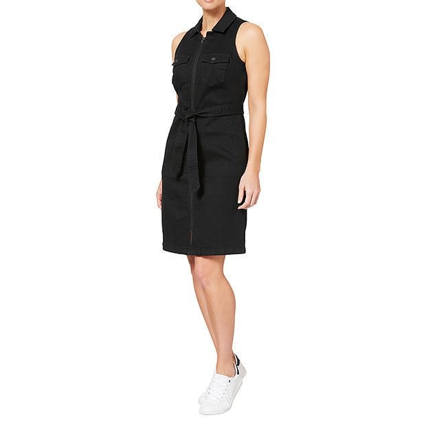 Zip Through Denim Dress Black Target Australia