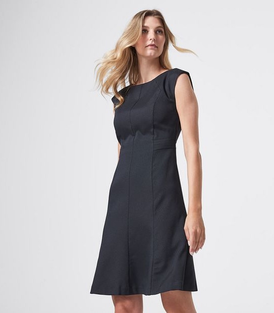 Preview Short Sleeve Textured Fit and Flare Dress