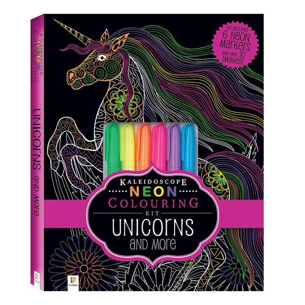 kaleidoscope neon colouring kit unicorns and more