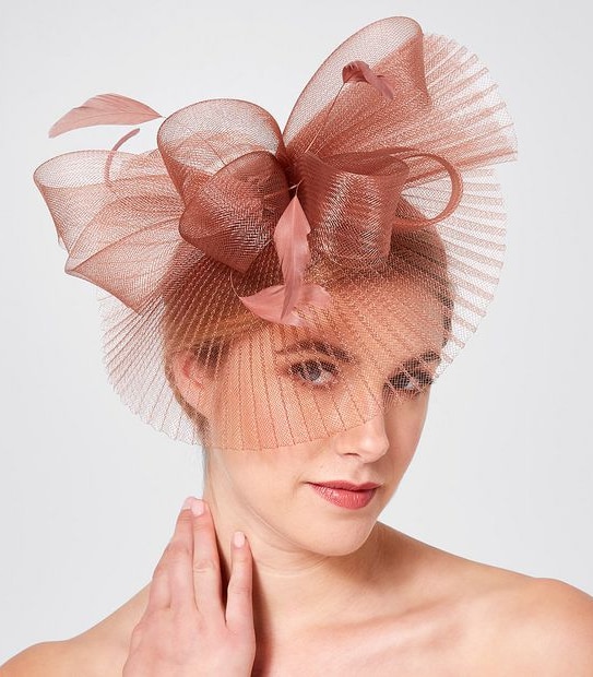 Pleated Crinoline Fascinator - Blush