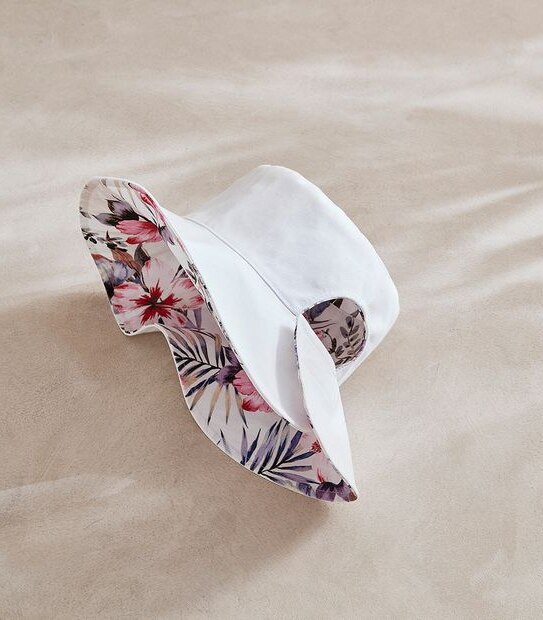 Reversible Bucket Hat - White Tropical