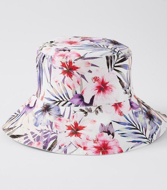 Reversible Bucket Hat - White Tropical
