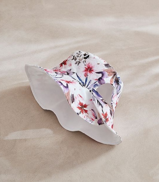 Reversible Bucket Hat - White Tropical