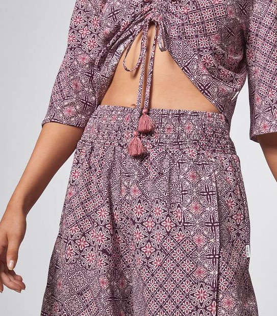 Piping Hot Split Beach Pants - Plum Tile Print