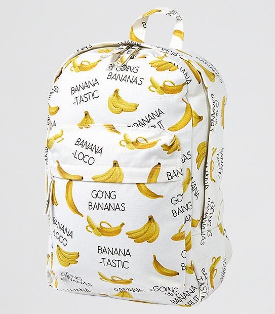 Banana Print Canvas Backpack