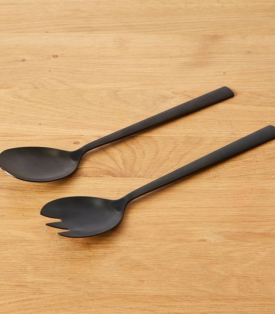 2 Piece Matte Black Serving Set