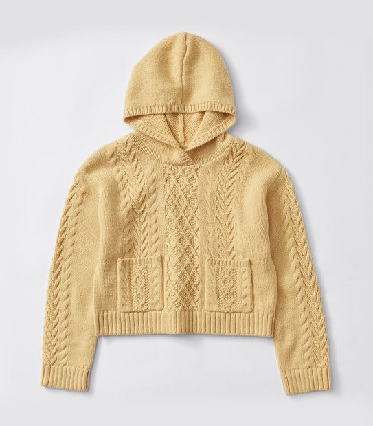 Crop Cable Knit Hoodie