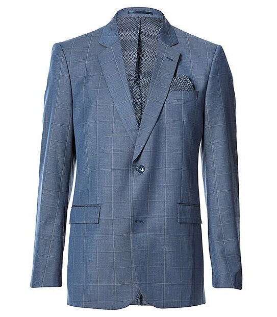 Check Suit Jacket - Slate Blue