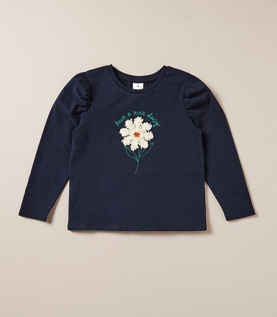 Long Puff Sleeve Embellished Top