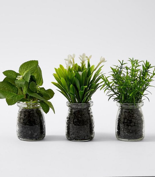 Artificial Meadow Flower Glass Pot