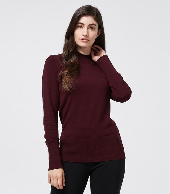 Preview Mock Turtle Neck Jumper - Burgundy Red