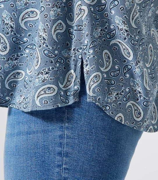 Belle Curve Long Sleeve Dallas Top - Blue Paisley