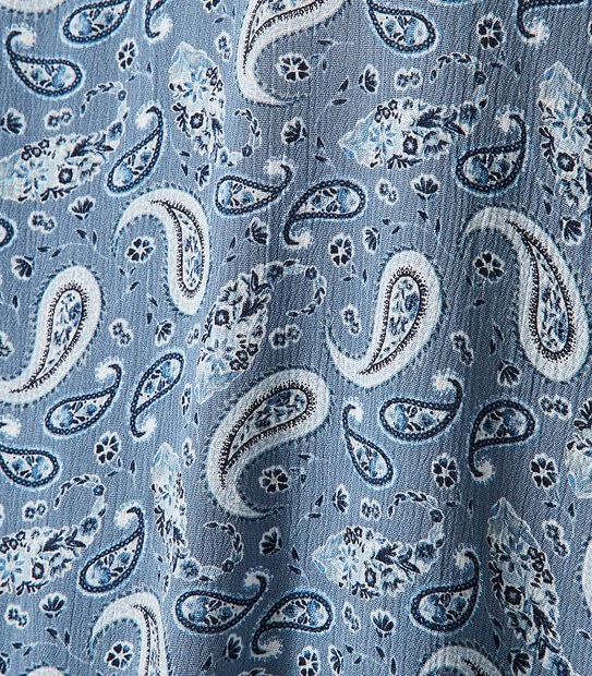 Belle Curve Long Sleeve Dallas Top - Blue Paisley