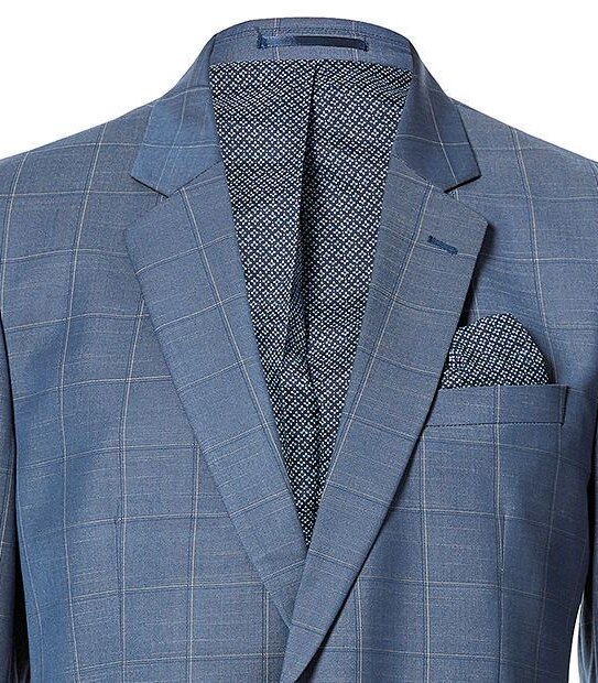Check Suit Jacket - Slate Blue
