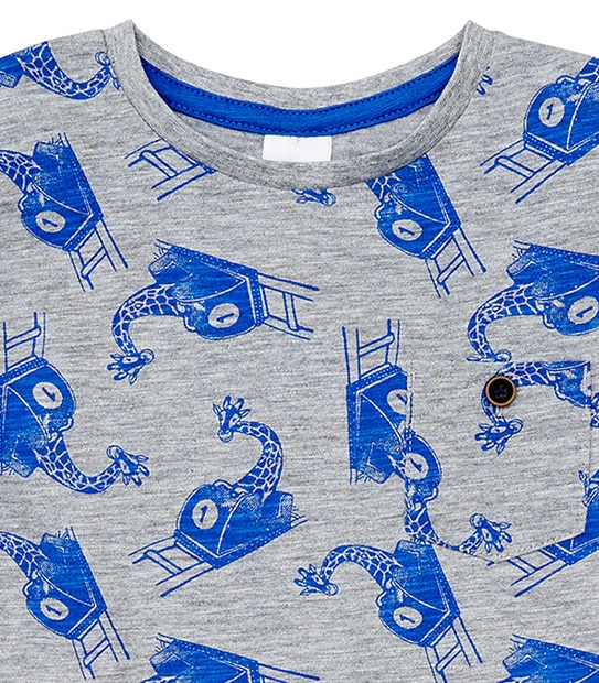 Boys' Short Sleeve Giraffe Print Pocket T-Shirt