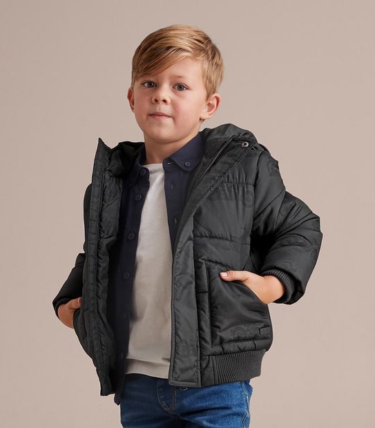 Hooded Puffer Print Jacket