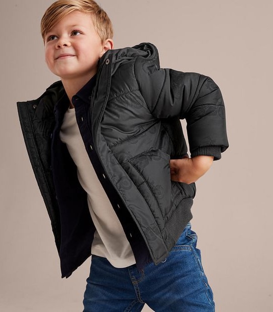 Hooded Puffer Print Jacket