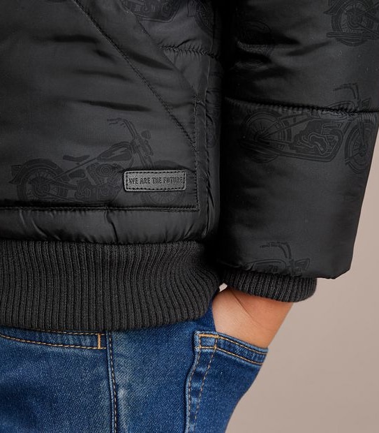 Hooded Puffer Print Jacket