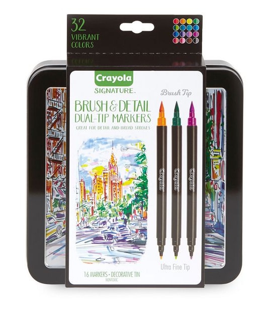 Crayola Signature 16 Pack Brush & Detail Dual Tip Markers