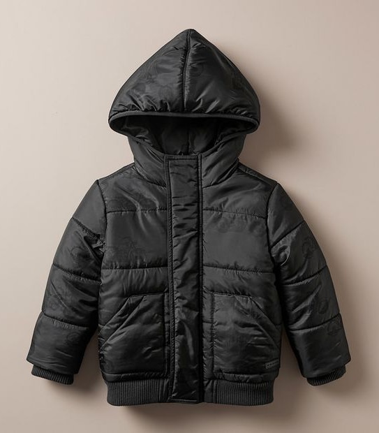 Hooded Puffer Print Jacket