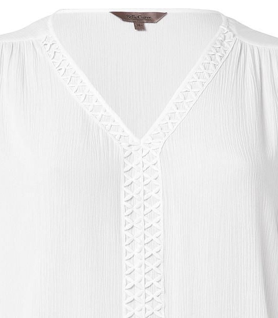 Belle Curve Flutter Sleeve Top - White 3 of 5