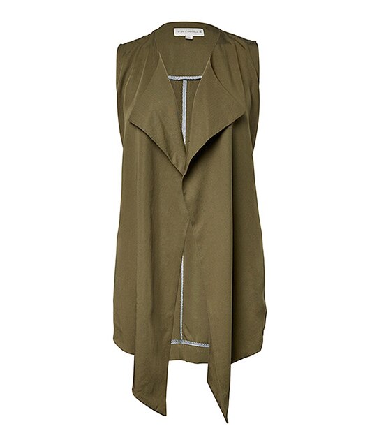 Drape Front Vest - Khaki