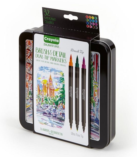 Crayola Signature 16 Pack Brush & Detail Dual Tip Markers