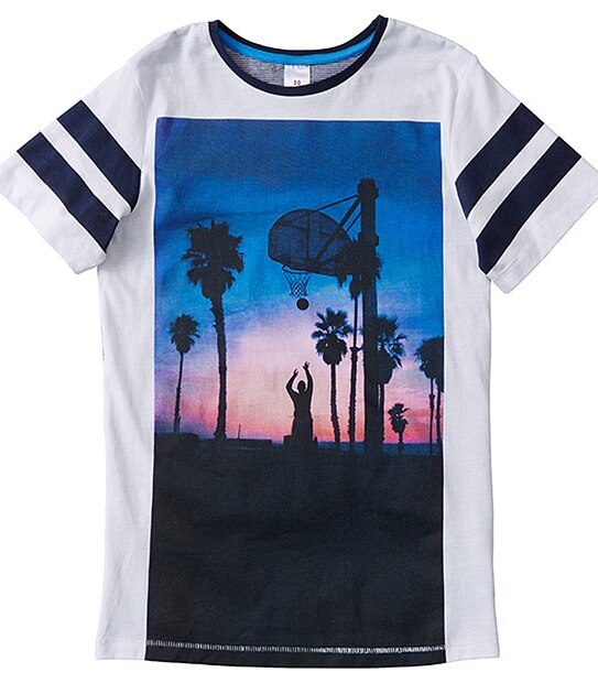 Boys' Short Sleeve Sunset Basketball Print T-Shirt