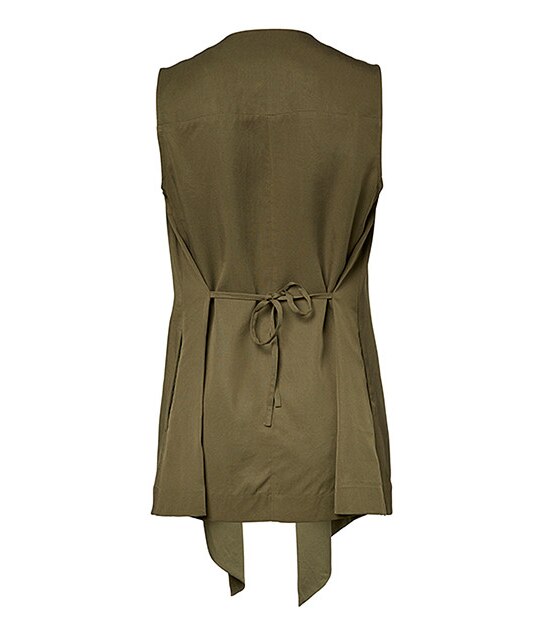Drape Front Vest - Khaki