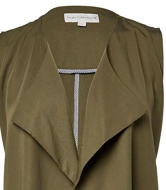 Drape Front Vest - Khaki