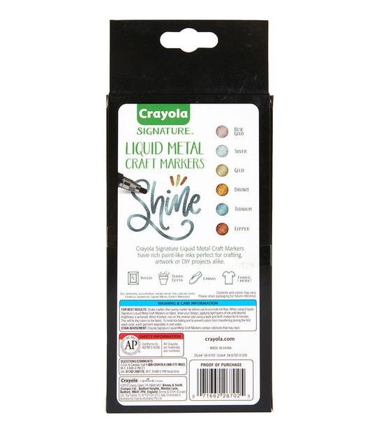 Crayola Signature 6 Pack Liquid Metal Craft Markers