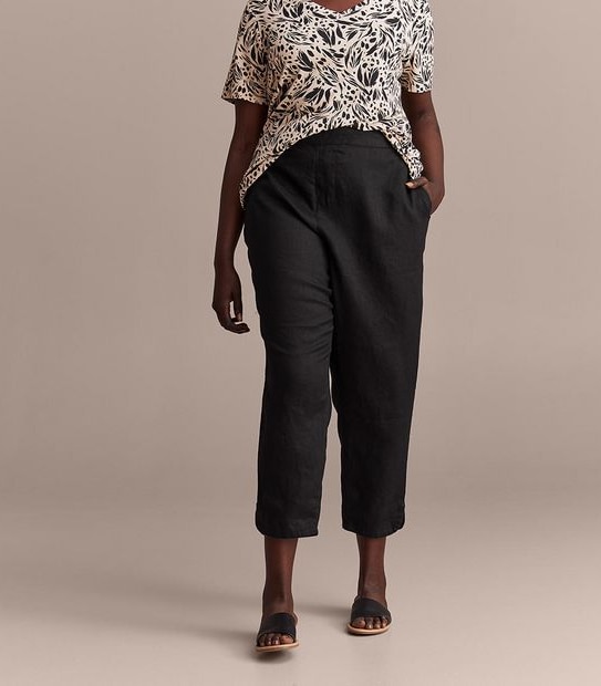 Curve Linen Curved Hem Pants