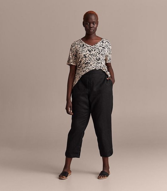 Curve Linen Curved Hem Pants