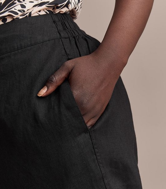 Curve Linen Curved Hem Pants