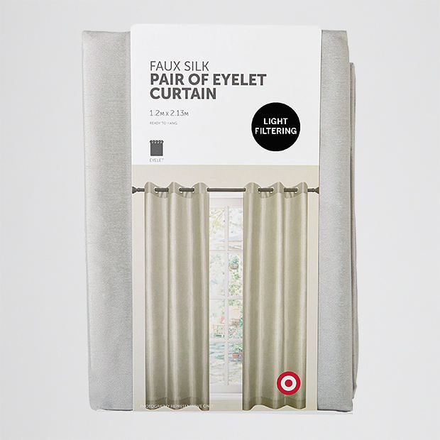 Curtains Or In Target Australia Faux Silk Pair Of Eyelet Curtains Taupe