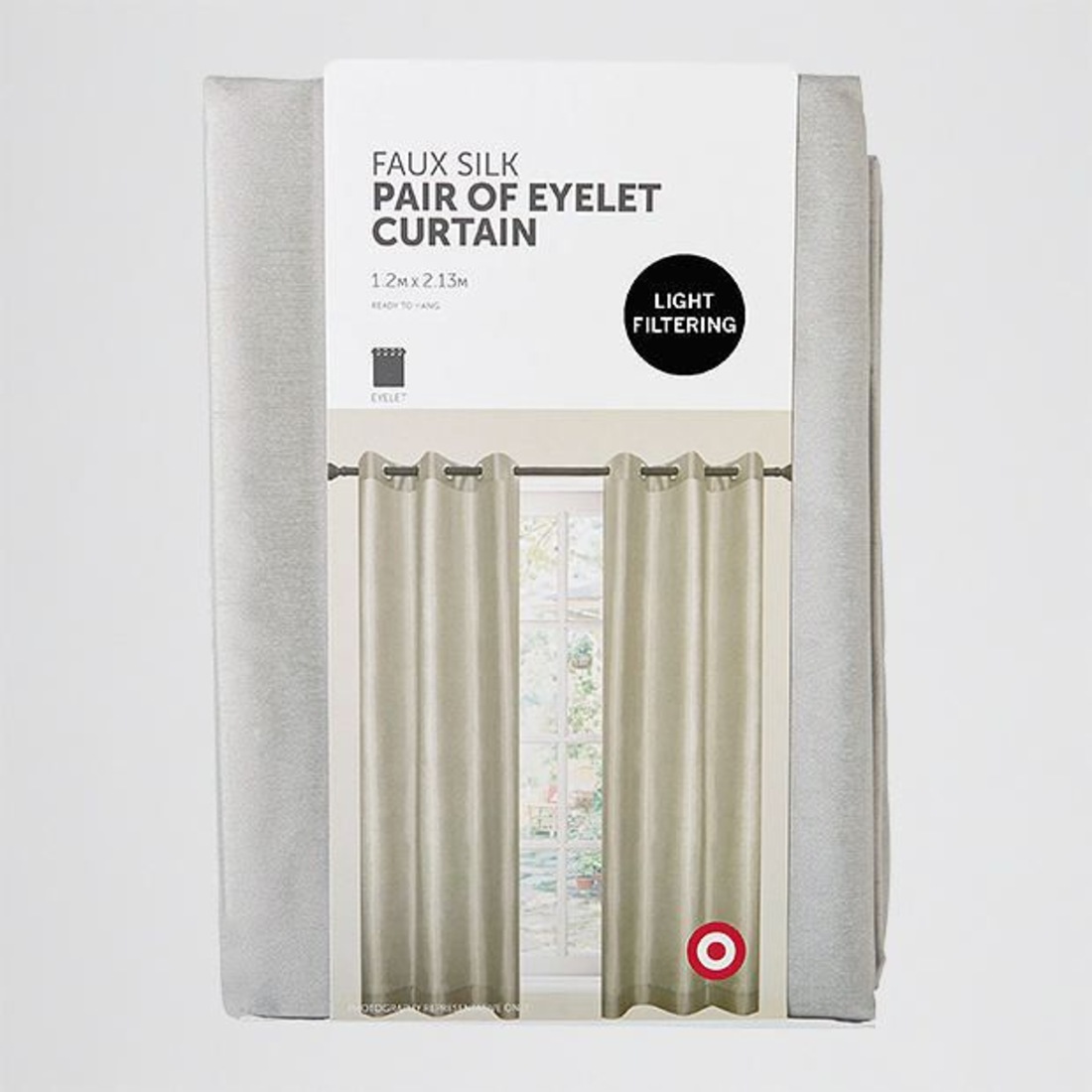 Faux Silk Pair Of Eyelet Curtains Neutral Target Australia