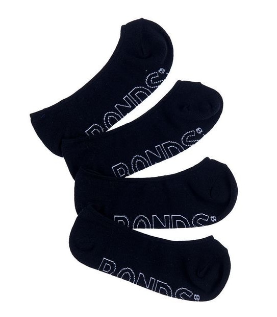 Bonds 4 Pack Logo Light Sneaker Socks - Black