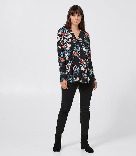 Viv Viscose Shirt - Black Sophia Floral
