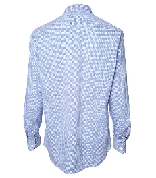 Men's Long Sleeve Cotton Rich Tailored Shirt - Blue Print