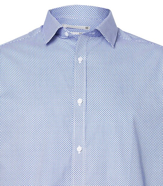 Men's Long Sleeve Cotton Rich Tailored Shirt - Blue Print