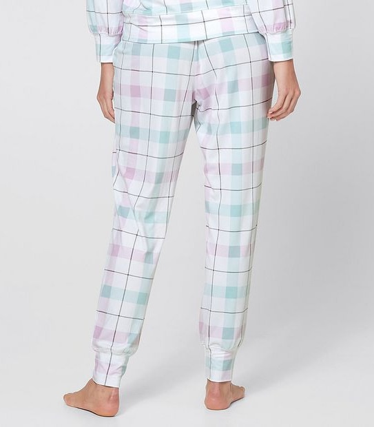Cuffed Bamboo Pants - Lilac Check