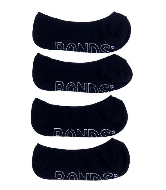 Bonds 4 Pack Logo Light Sneaker Socks - Black