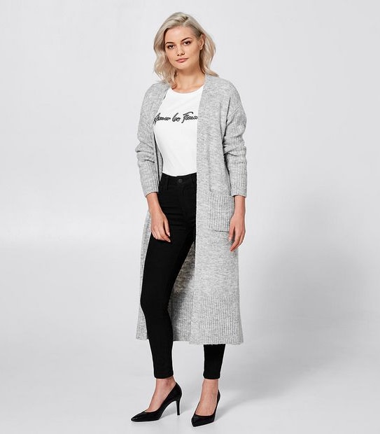 Dannii Minogue Petites Longline Cardigan - Grey Marle