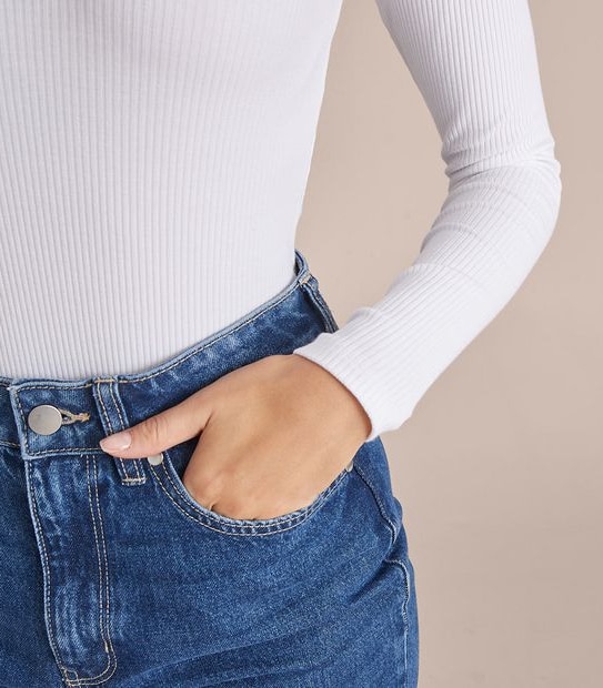 Lily Loves Rib Open Collar Bodysuit