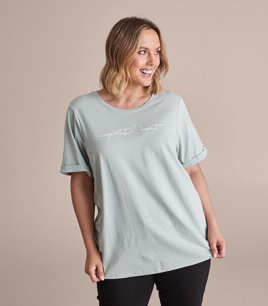Curve Crew Neck Print T-Shirt