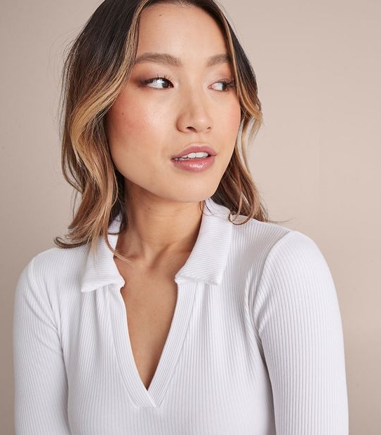 Lily Loves Rib Open Collar Bodysuit
