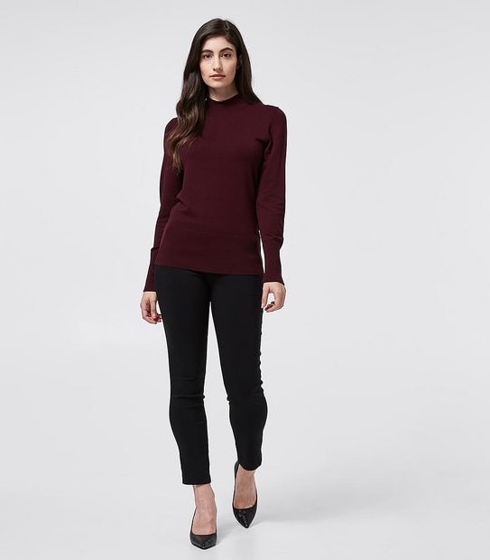 Preview Mock Turtle Neck Jumper - Burgundy Red