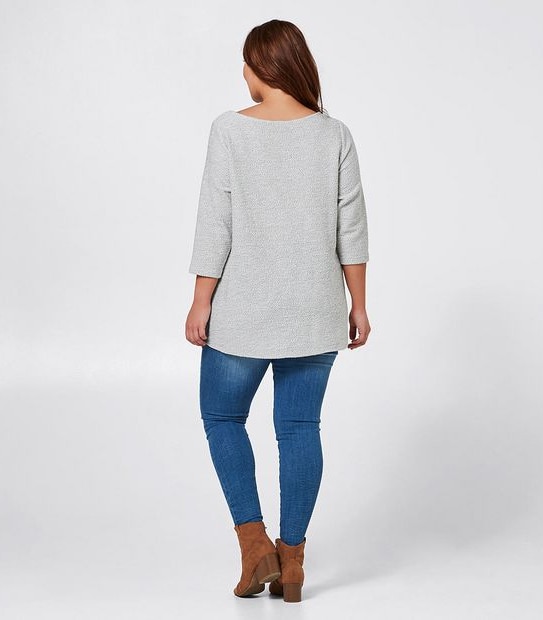 Belle Curve Textured Boat Neck Knit - Ivory