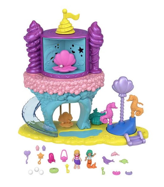Polly Pocket Rainbow Funland Mermaid Cove & Fairy Flight Rides - Assorted